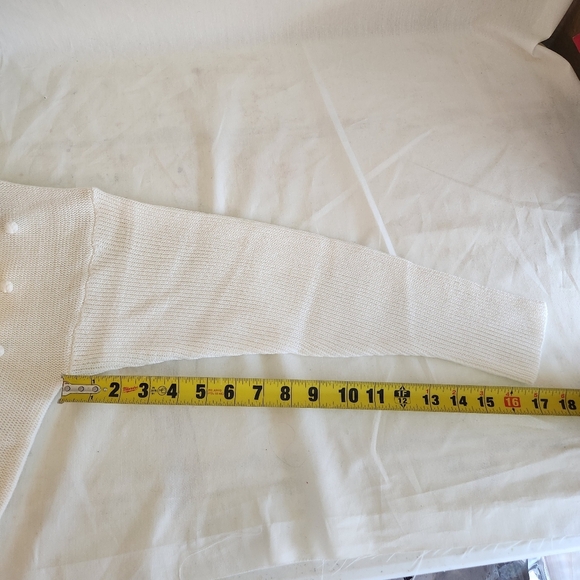 Sedge White Knit Womens Sweater with Half-Zip Size L  NWT Preppy Quiet Luxury - Picture 7 of 9